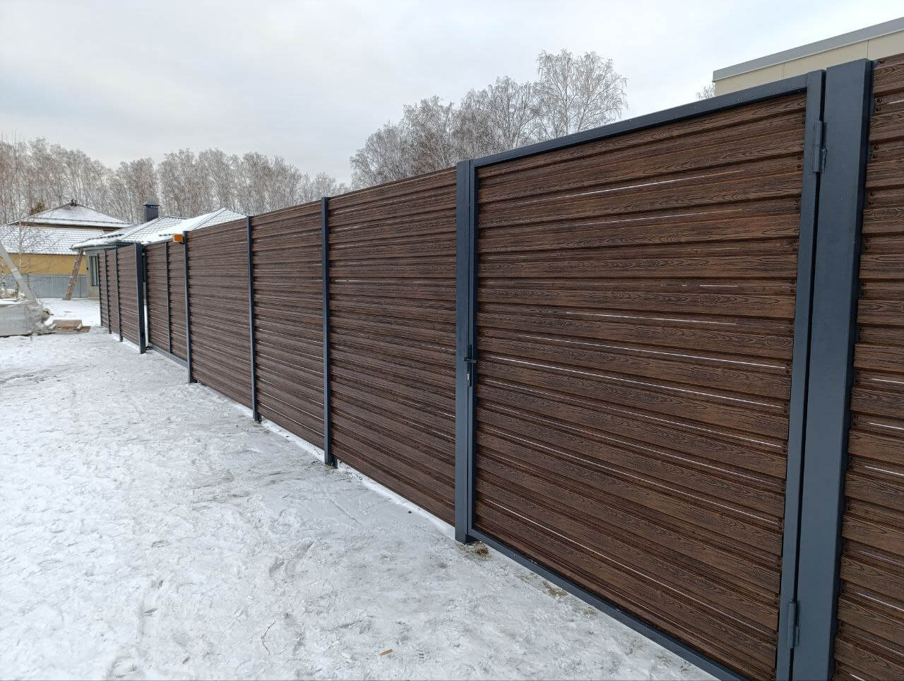 Забор-ранчо из евроштакетника 58м Темный Каштан 3D Принтек в Нижнем Новгороде